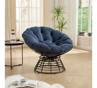 Fauteuil Papasan ergonomique en rotin, pivotant à 360°, pour l'intérieur et l'extérieur, avec un coussin moelleux et épais