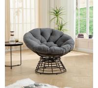 Fauteuil Papasan ergonomique en rotin, pivotant à 360°, pour l'intérieur et l'extérieur, avec un coussin moelleux et épais