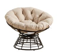 Fauteuil Papasan, pivotant à 360°, coussin épais, cadre en acier, 92x92x67 cm, Beige Aosom FR