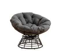 Fauteuil Papasan, pivotant à 360°, coussin épais, cadre en acier, 92x92x67 cm, Gris Aosom FR