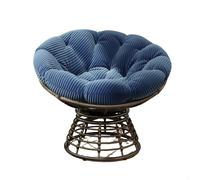 Fauteuil Papasan, pivotant à 360°, coussin épais(velours côtelé), cadre en acier, 92x92x67 cm, Bleu marine Aosom FR
