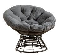 Fauteuil Papasan, pivotant à 360°, coussin épais(velours côtelé), cadre en acier, 92x92x67 cm, Gris Aosom FR