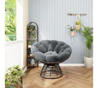Fauteuil papasan pivotant en rotin, fauteuil rond, pour intérieur, 92 l x 92 P x 67 H cm