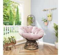 Fauteuil papasan pivotant en rotin, fauteuil rond, pour intérieur, 92 l x 92 P x 67 H cm