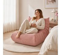 Fauteuil Paresseux avec Dossier,Grand Pouf Poire pour Adultes,Lazy Canapé Individuel Canapé de Sol,avec Mousse Confortable Haute densité,pour Salon, Chambre à Coucher,99x33x33cm (Rose)