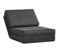 Chauffeuse - matelas d'appoint pliant - fauteuil convertible - inclinaison dossier réglable 5 positions - tissu polyester aspect lin gris