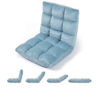 Fauteuil Paresseux Tatami Pliable, COSTWAY, Chaise de Sol Dossier 14 Vitesses Réglable Velours Fauteuil Sol pour Salon Bureau