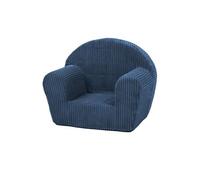 Fauteuil piqué enfant bleu marine velours côtelé