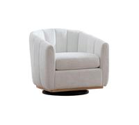 Fauteuil Pivotant 360° en Chenille - Assise Épaisse - Mousse Haute Densité - Base Métal Robust - Ivoire