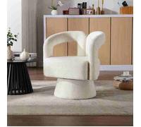 Fauteuil pivotant 360° - LANGTU - Tonneau - Tissu bou eige - Mousse haute densité - Piètement métal