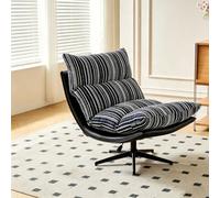 Fauteuil Pivotant 360° pour Salon,Fauteuil Confortable Rétro à Dossier Haut,Tissu Rayé,Rembourrage Doux,Assise Enveloppante,Design Minimaliste,pour Chambre ou Balcon C
