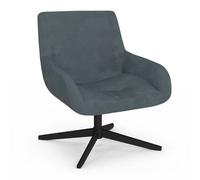 Fauteuil pivotant ALBUS en velours gris pieds noirs