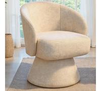 IDMarket Fauteuil pivotant CYRUS en tissu chenille beige