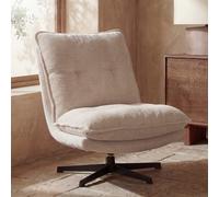 Fauteuil pivotant beige et pied en acier noir 74x91x96cm Beige