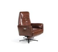 Fauteuil pivotant en cuir brun chocolat