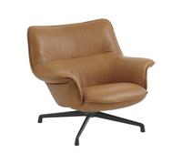 Muuto Fauteuil bas Doze base pivotante Refine leather cognac-black