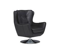 Fauteuil pivotant en cuir de buffle noir ANABA