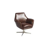 Fauteuil pivotant en cuir et acier poli 5093C, 82 x 74 x 85 cm. -