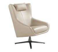 Fauteuil pivotant en cuir gris taupe