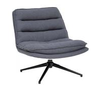 Fauteuil pivotant en polyster gris avec des pieds en métal noir- Longueur 64 x Profondeur 74,5 x Hauteur 87 cm