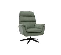 Fauteuil pivotant en tissu chenille vert kaki et métal noir JONAH