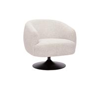 Fauteuil pivotant en tissu effet bouclette beige et métal noir bowie