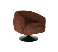 Fauteuil pivotant en tissu effet chenille brossé terre brûlée et métal noir BOWIE