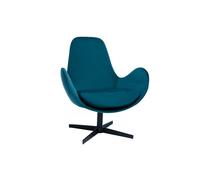 Fauteuil pivotant en tissu velours bleu canard et métal noir andy
