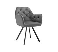 Fauteuil pivotant en velours avec accoudoirs rembourré avec motif matelassé gris anthracite