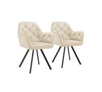 Fauteuil pivotant en velours avec accoudoirs rembourré avec motif matelassé Lot de 2 crème