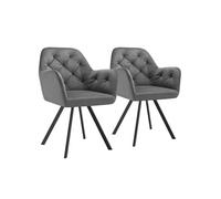 Fauteuil pivotant en velours avec accoudoirs rembourré avec motif matelassé Lot de 2 gris anthracite