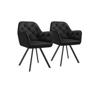 Fauteuil pivotant en velours avec accoudoirs rembourré avec motif matelassé Lot de 2 noir