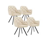 Fauteuil pivotant en velours avec accoudoirs rembourré avec motif matelassé Lot de 4 crème