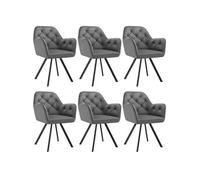 Fauteuil pivotant en velours avec accoudoirs rembourré avec motif matelassé Lot de 6 gris anthracite