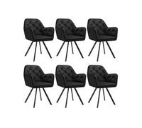Fauteuil pivotant en velours avec accoudoirs rembourré avec motif matelassé Lot de 6 noir