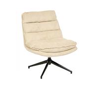 Fauteuil pivotant en velours côtelé beige avec des pieds en métal noir - Longueur 64 x Profondeur 74,5 x Hauteur 87 cm