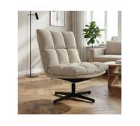 Fauteuil pivotant en velours côtelé beige - SICAAN - Collection Tao - 360° - Structure pivotante - Livré en kit