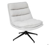 Atmosphera - Fauteuil Pivotant Harper Lin, L 74,5 x P 64 x H 87 cm, Piètement Acier Noir, Assise Confortable - pour Salon, Bureau, Chambre