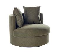 Fauteuil Pivotant Moderne Glam en Tissu avec Coussins Dossier Rond Base en Fer V