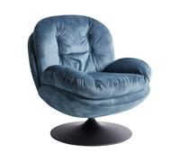 Beliani Fauteuil Pivotant Vintage en Velours avec Assise Rembourré Base Simple Bleu Foncé Nolvik