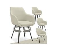 Fauteuil pivotant rembourré avec accoudoirs et dossier grège