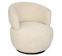 Fauteuil pivotant rembourré bouclette coloris ivoire - Longueur 73,5 x Profondeur 71,5 x Hauteur 72,5 cm