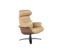 Fauteuil relax pivotant recouvert de cuir sable - Pour salon, lecture ou chambre à coucher - 80 x 84 x 100/108 cm - 5087 ANGEL CERDA