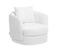 Fauteuil Pivotant Rétro Glam en Tissu avec Coussin Blanc Andalen