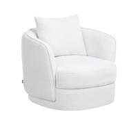 Fauteuil Pivotant Rétro Glam en Tissu avec Coussin Blanc Cassé Andalen