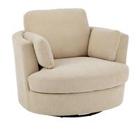 Fauteuil pivotant rond 109x100x89 cm en tissu beige