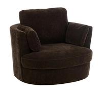 Fauteuil pivotant rond 109x100x89 cm en tissu marron foncé
