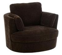Paris Prix Fauteuil pivotant rond 109x100x89 cm en tissu marron foncé