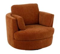 Fauteuil pivotant rond 109x100x89 cm en tissu rouille