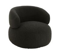 Fauteuil pivotant rond en bouclette Noir 85x82x73 cm